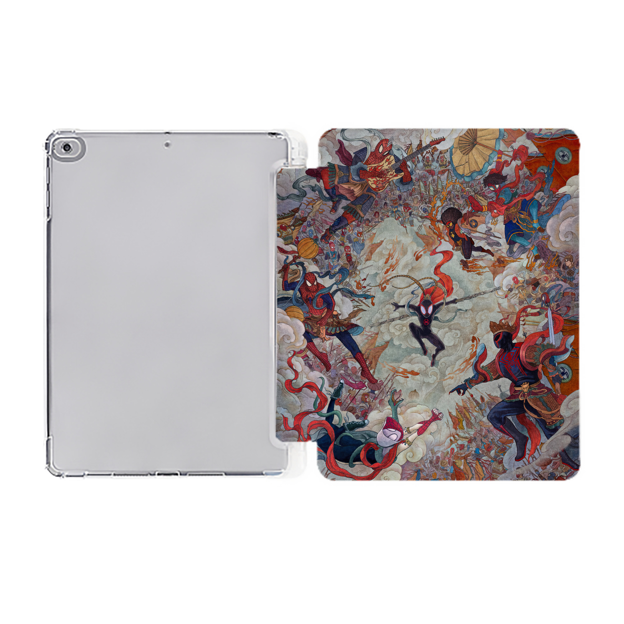 （画像用） Spider Man スパイダーマン IPad ケース ペン収納付き 三つ折りスタンド PUレザー×シリコン 対応機種9.5/10.5/10.9インチ